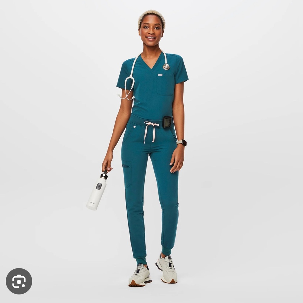Figs Women's Pants in Teal - Picture 3 of 3